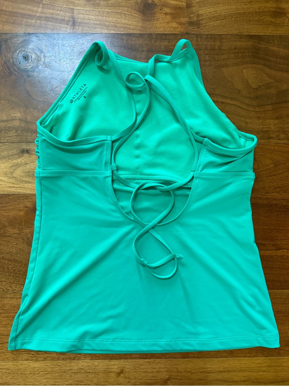 Athleta Women’s Green High Neck Halter Tankini Top Tie Back UPF 50 Size Small - Picture 2 of 4